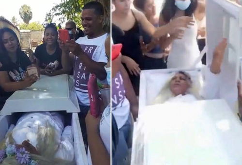 多米尼加女子躺在棺材里排练自己的葬礼 称 梦想成真