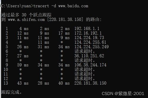 实验三 常用网络管理命令 二