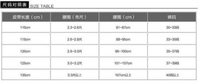 皮带的尺寸是怎么区分的 F尺码是多大 