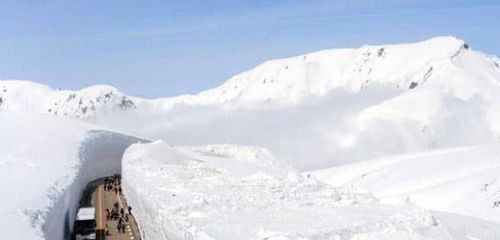 日本有条 雪崖公路 雪中穿行,两侧雪墙达20米,每年开放3月