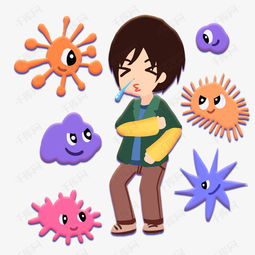 男孩感冒打喷嚏滋生细菌素材图片免费下载 千库网 