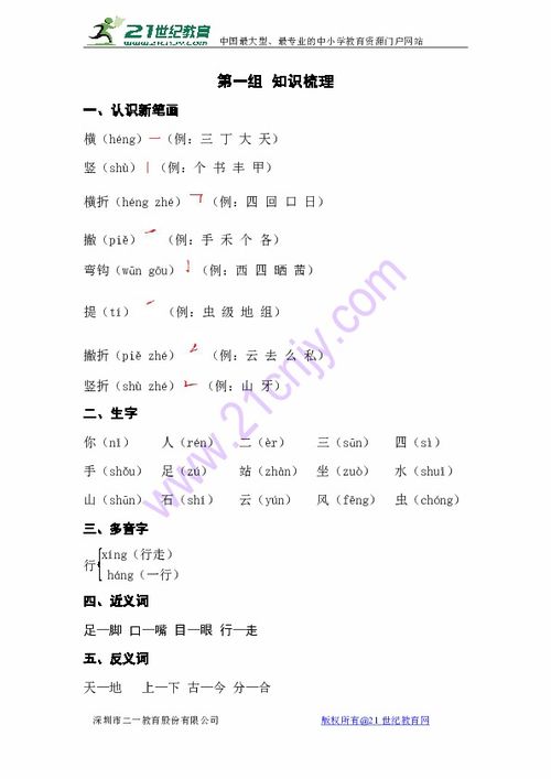 小学一年级上册语文的知识点