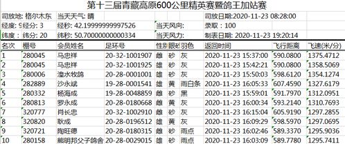 第十三届青藏高原600公里精英赛暨鸽王加站赛前10名风采