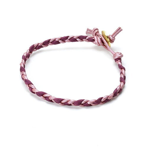 Dogeared紫皮革 丝绸线三股编织手链