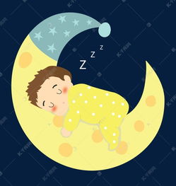 手绘可爱卡通婴儿睡觉在月亮上素材图片免费下载 千库网 
