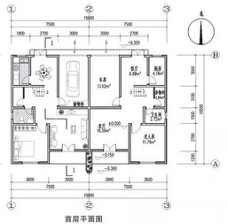 7.5X10.5米农村双拼别墅,方正户型 经济实用