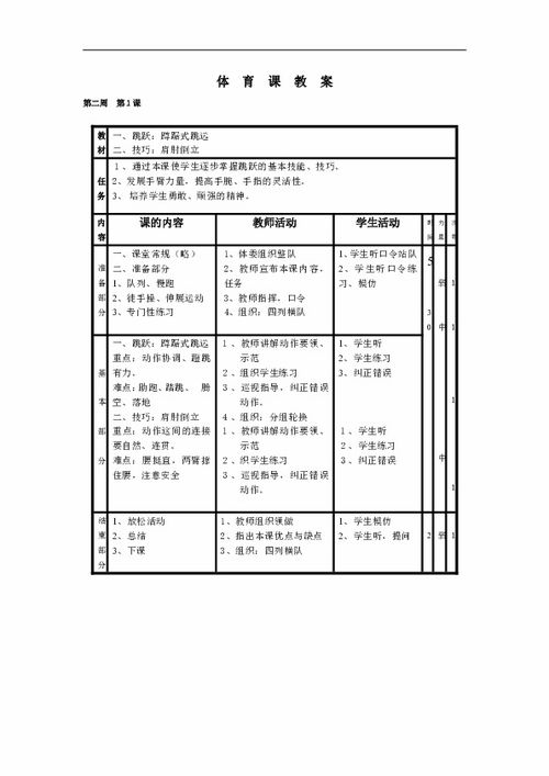 小学五六年级体育全套的教案