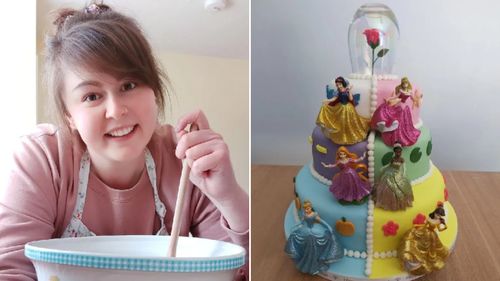 可爱 女子自制素食版迪士尼元素蛋糕庆祝30岁生日