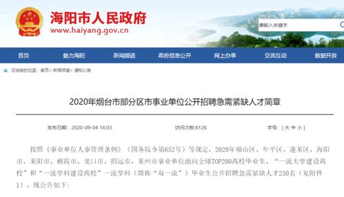 烟台市事业单位招聘网 2023年烟台市莱山区事业单位公开招聘工作人员简章