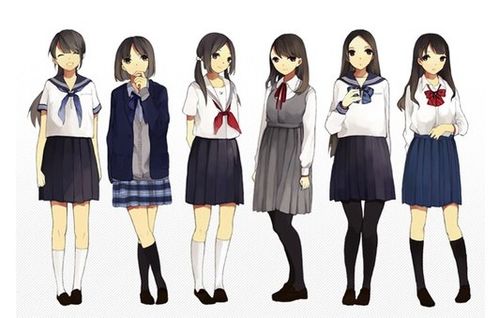 求穿日本高中校服的女生动漫图 