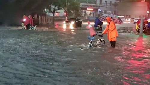 防路人坠坑 他暴雨中设路障 