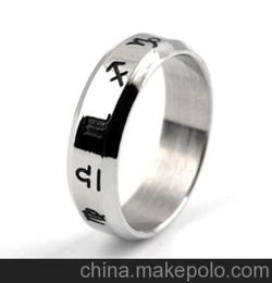 6MM宽版十二星座不锈钢钛钢戒指环 男女单戒子韩版饰品一件代发