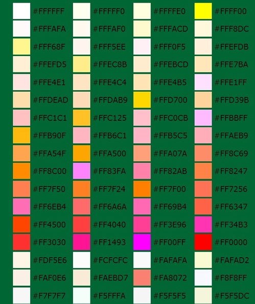网页颜色代码对照表I