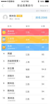 APP 排行榜界面