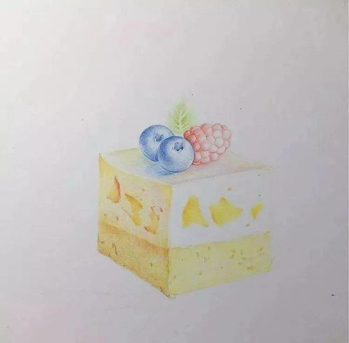 彩铅美食教程 蓝莓覆盆子芝士蛋糕,彩铅美食手绘教程简单好看