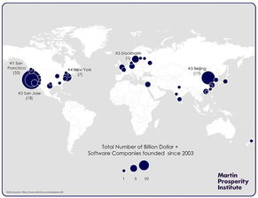 一张图告诉你,全世界最成功的创业公司都分布在哪些城市