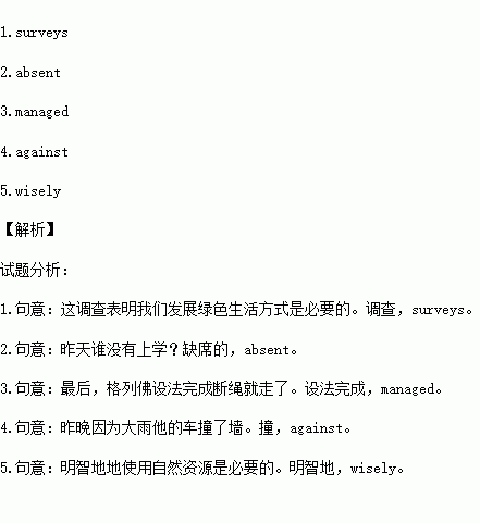 根据句意和汉语提示, 在空白处填入一个适当的单词.1.The show that it is necessary for us to develop a green lifestyle.2.Who was from school yesterday 