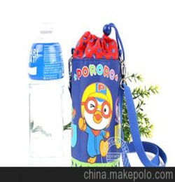 外贸韩国专柜pororo小企鹅儿童宝宝水瓶保温套水杯包单肩斜背跨