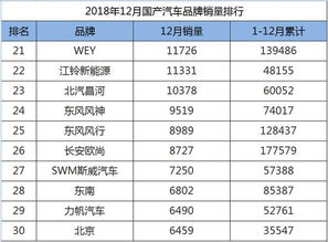 12月份国产汽车品牌销量排行,比亚迪升至第四,吉利全年最高