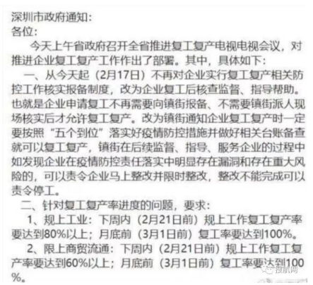 复工不再难 深圳宣布全面取消企业复工复产审批程序