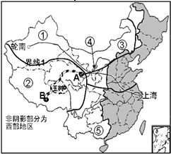 中国的 西部地区 主要包括1个直辖市.5个自治区.6个省.面积占全国的71.4 .这里拥有得天独厚的自然资源和文化资源优势.请读图回答下列问题 1 我国五个自治区中 