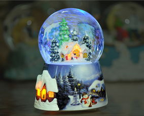 平安夜水晶球 天空之城陶瓷水晶球 音乐和八音盒 送女友圣诞平安夜礼物 礼无忧 