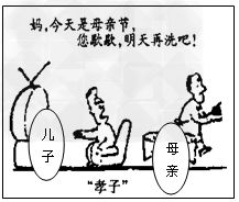 欣赏漫画 孝子 ,下面对漫画理解正确的是 A.这是子女对父母的养育之恩 