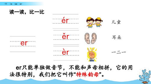 部编版一年级上册汉语拼音11 ie ue er 图文讲解