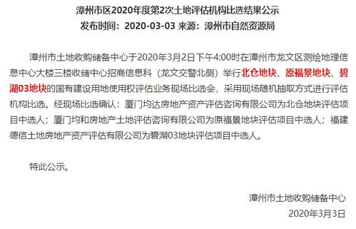 官宣 38宗用地 漳州市区2020年度土地出让计划表正式公布