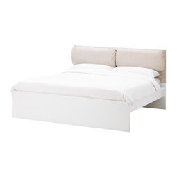 MALM 床头板套连2个靠垫 Kimstad 灰白色, 双人 