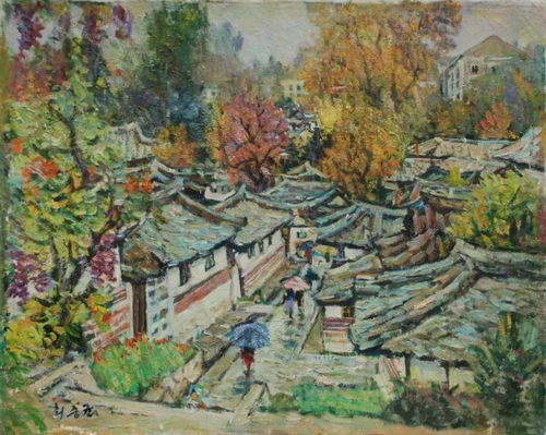 一组美丽的朝鲜风景油画 