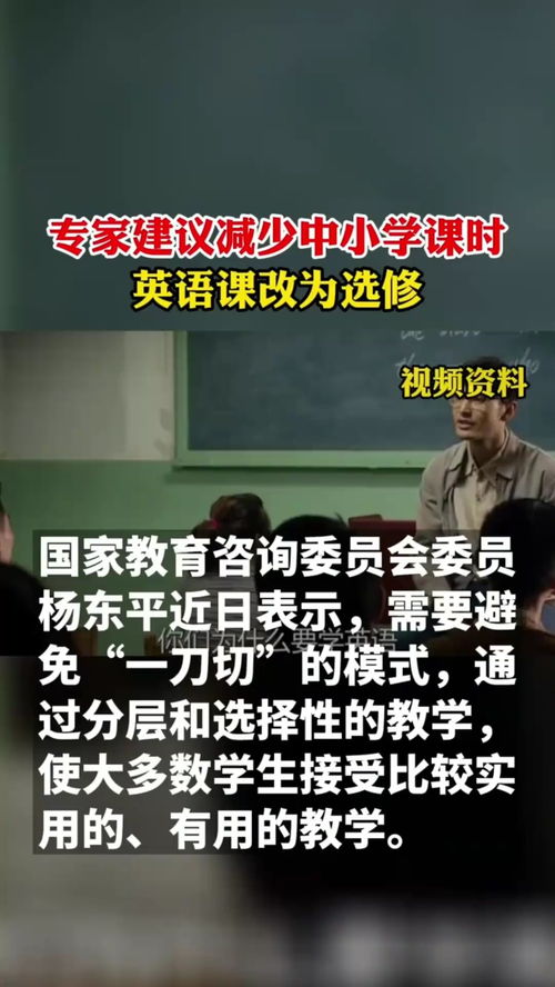 专家建议减少中小学课时,英语改为选修 