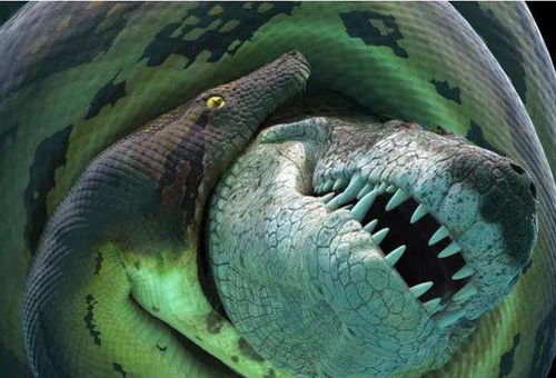 巨蟒大战鳄鱼图片