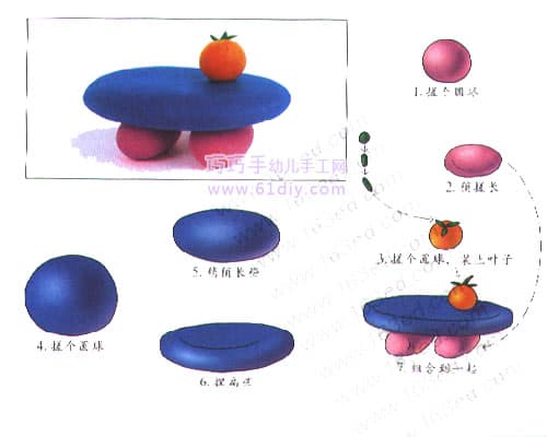 幼儿园手工 橡皮泥制作茶几