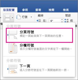 在 Word 中插入分页符号