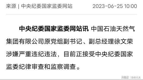 涉嫌严重违纪违法,中国石油天然气集团一领导干部,接受审查调查