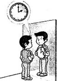 如图所示,小赵同学手拿时钟站在平面镜前,则 A.小赵同学离平面镜越远,像越小B.小赵同学离平面 