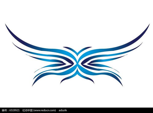 蓝色翅膀创意夸张艺术标志图案素材AI免费下载 红动网 