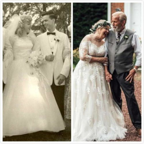 美国80岁夫妇结婚60年,拍唯美钻石婚纱照,新郎深情如初见 