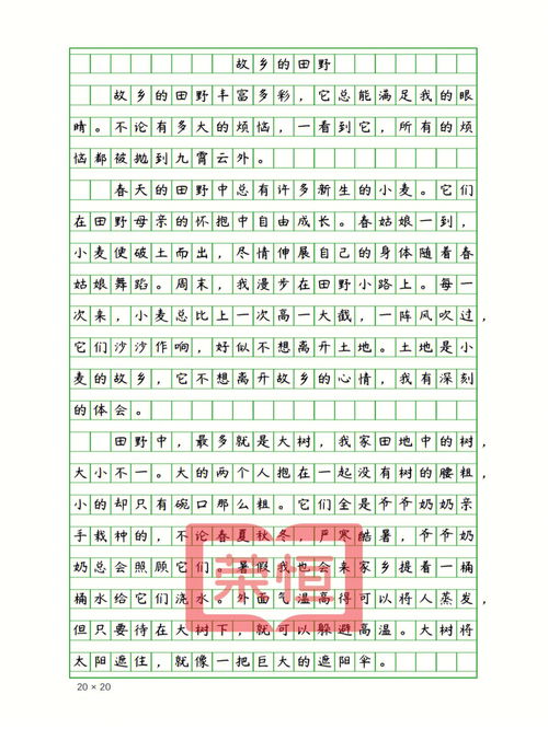 小学生优秀作文 故乡的田野 500字 