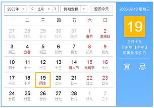 2003年农历一月十九出生的人,阳历生日是多少 