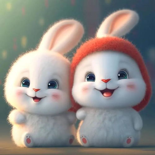 可爱双子版小兔子图片