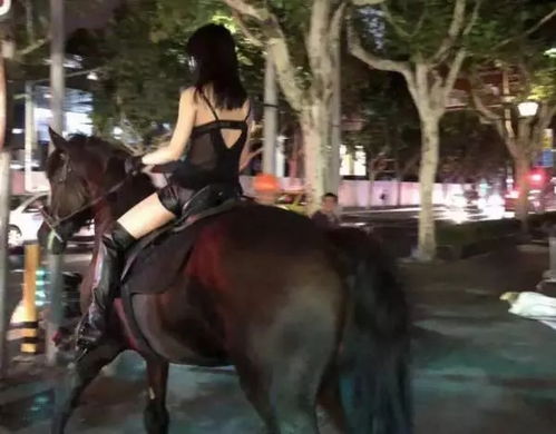 吊带女子深夜骑马横穿上海市中心疑似网红作秀 警方 已处罚女子