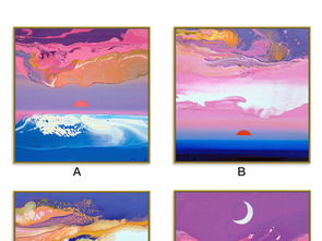 唯美动感紫色粉色渐变天空风景抽象装饰画图片设计素材 高清模板下载 69.08MB 油画装饰画大全 