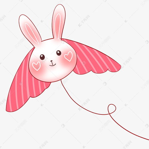 粉色小兔子风筝插画素材图片免费下载 千库网 