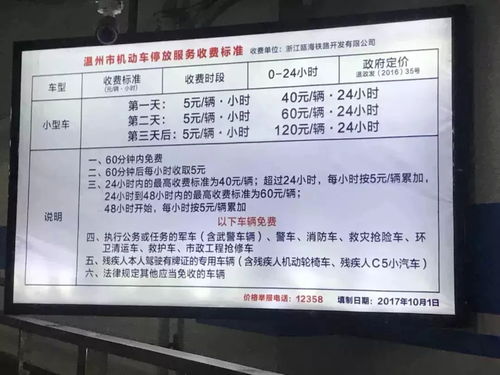 温州南站停车收费标准2023(中途停车场收费标准表图片)