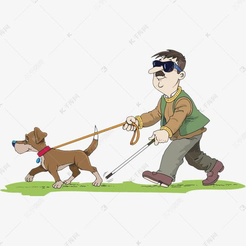 卡通插图导盲犬与盲人走路素材图片免费下载 高清png 千库网 图片编号9162294 
