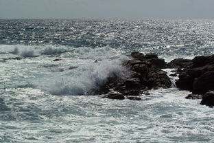 布列塔尼,海,景观,侧,海洋,岩,性质,蓝色,水,光,狂野海岸,对比,光反射,闪耀,风,风暴,波 