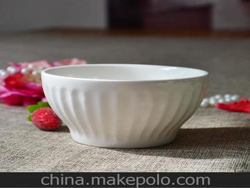 景德镇外贸瓷圆形陶瓷烤碗 米白色米饭碗 沙拉碗甜品碗 条纹款