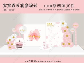 粉色甜点主题宝宝宴百日宴生日宴设计效果图下载 